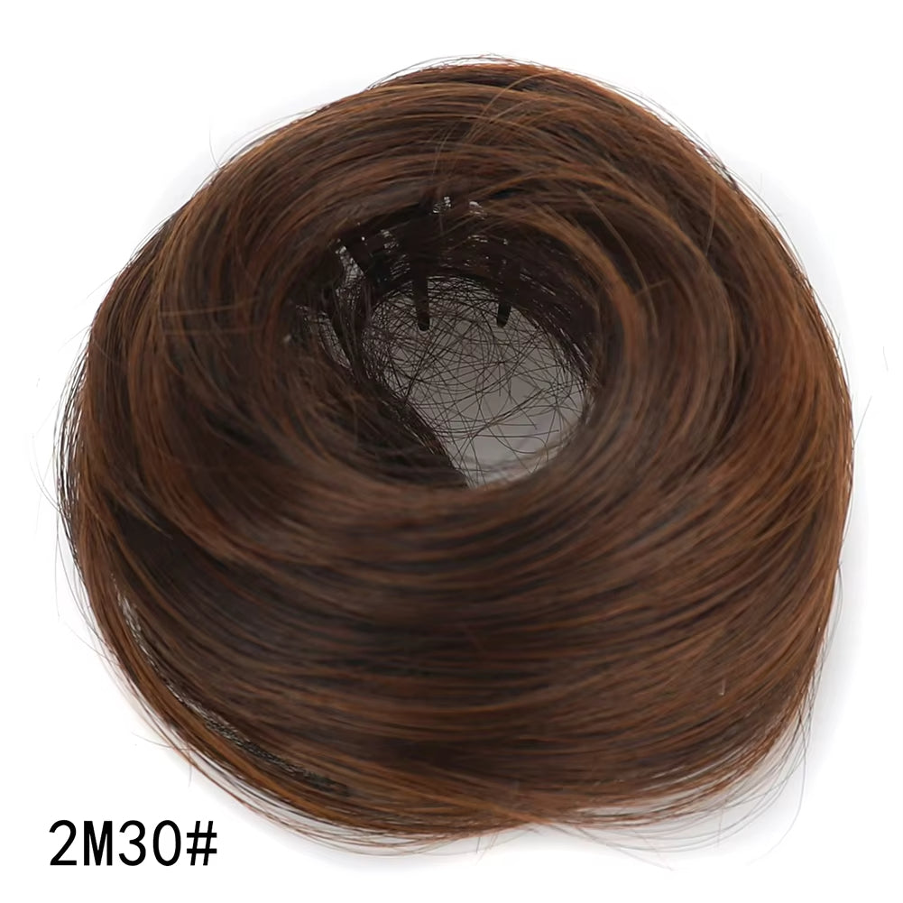 Synthetic Mini Claw Clip in Messy Hair Bun Donut
