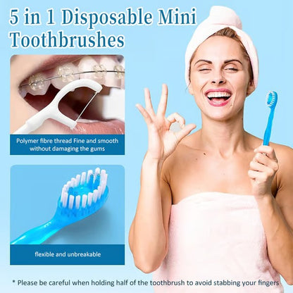 5 in 1 Disposable Mini Toothbrushes