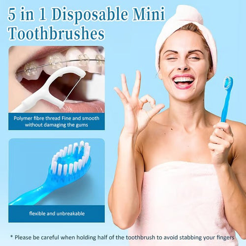 5 in 1 Disposable Mini Toothbrushes