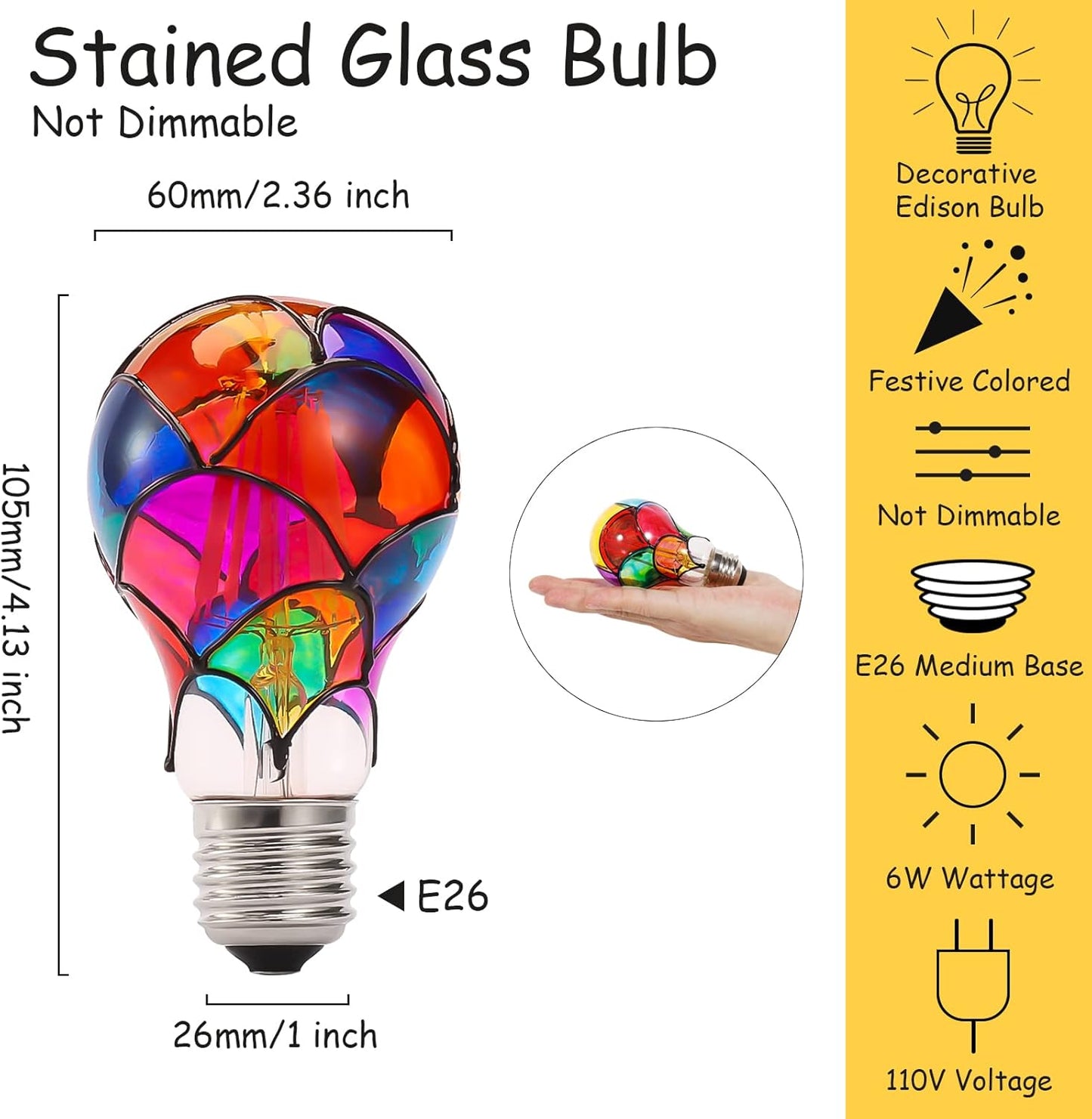 Stained Glass Decoration LED Light Bulb ( Pack of 2 Bulbs )