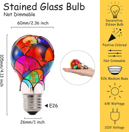 Stained Glass Decoration LED Light Bulb ( Pack of 2 Bulbs )