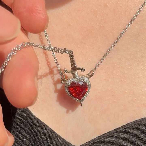 2‑in‑1 Heart & Sword Necklace