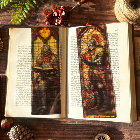 Knights Reading Stained Glass Bookmarks