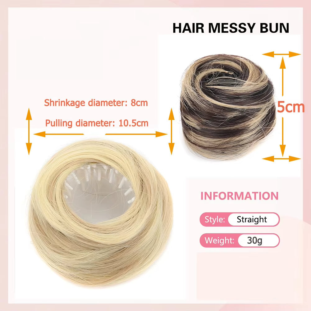 Synthetic Mini Claw Clip in Messy Hair Bun Donut
