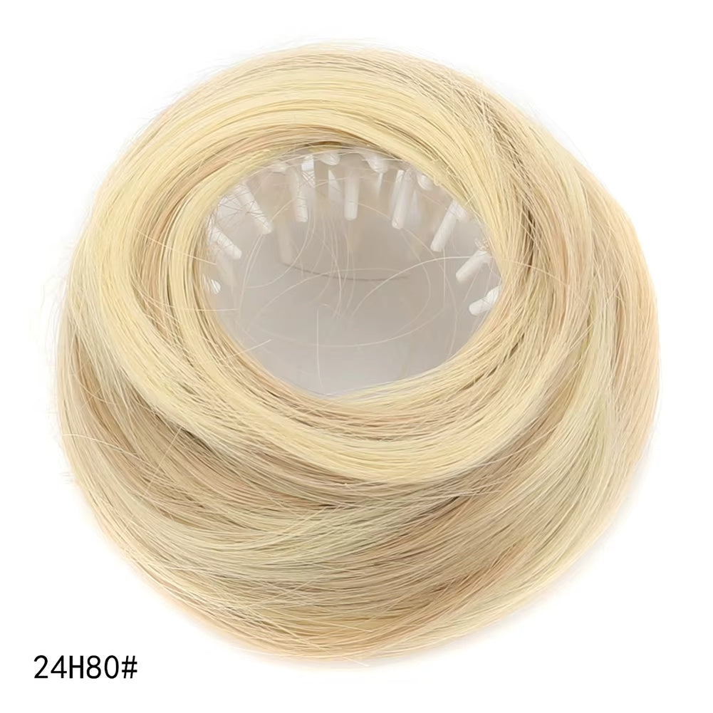 Synthetic Mini Claw Clip in Messy Hair Bun Donut