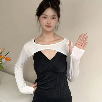 Cropped Top Inner Long Sleeves