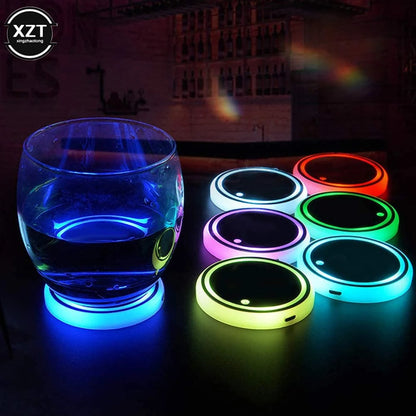 Color Changing Car LED Cup Holder Light Mats ( pack of 2 )