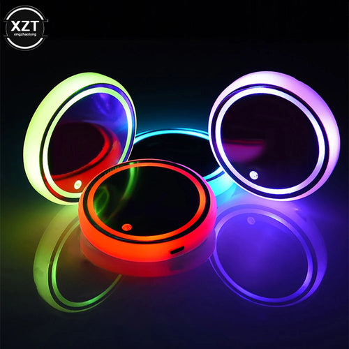 Color Changing Car LED Cup Holder Light Mats ( pack of 2 )